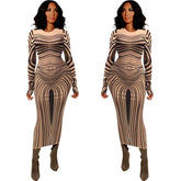 Long sleeve mesh sheer party dress